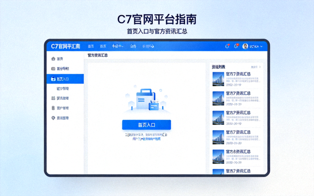 C7官网平台指南配图：首页入口与官方资讯汇总界面